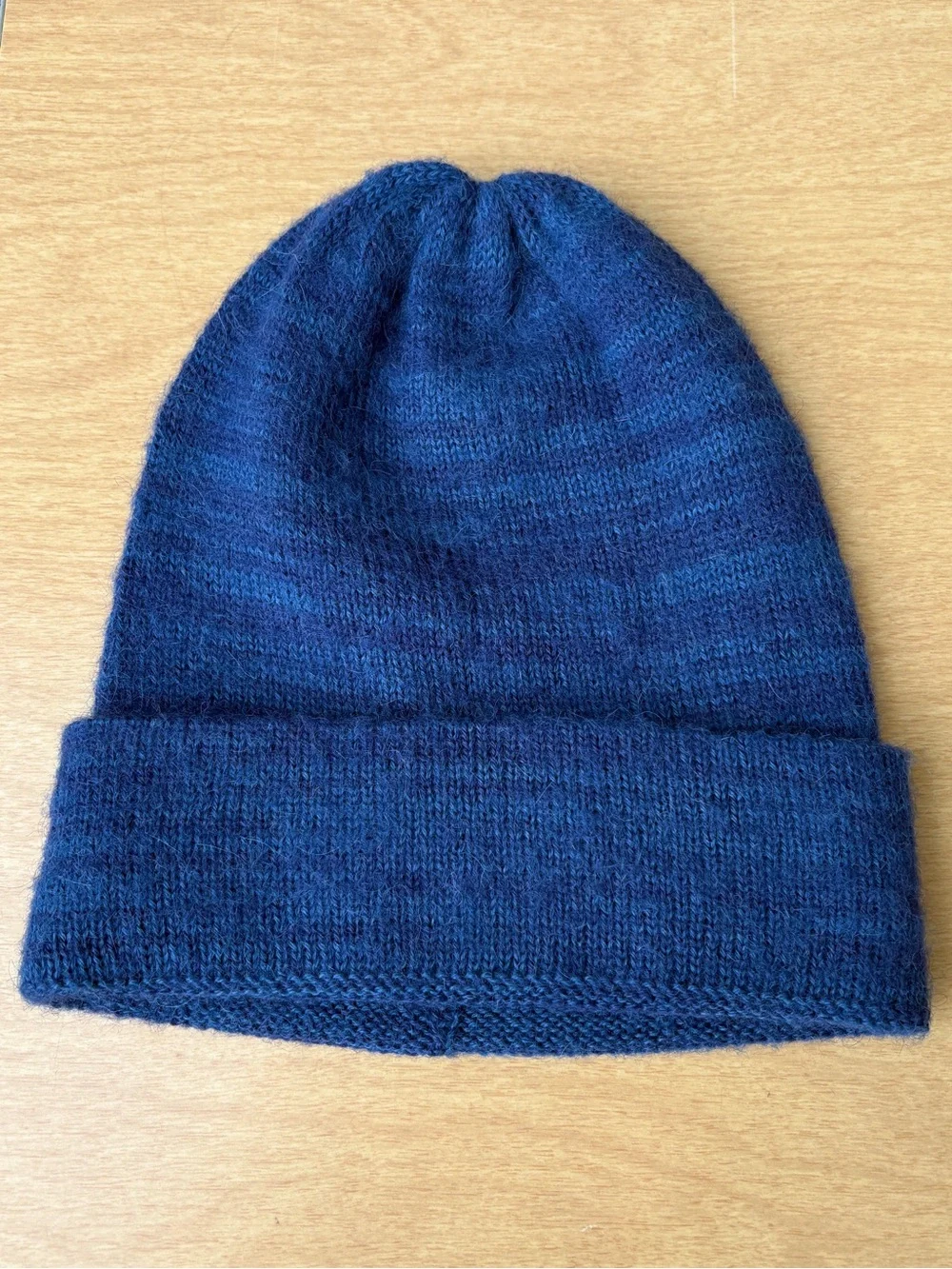 Andes Gifts 100% Alpaca Knit Cuffed Beanie Hat In Blue/Purple Heather